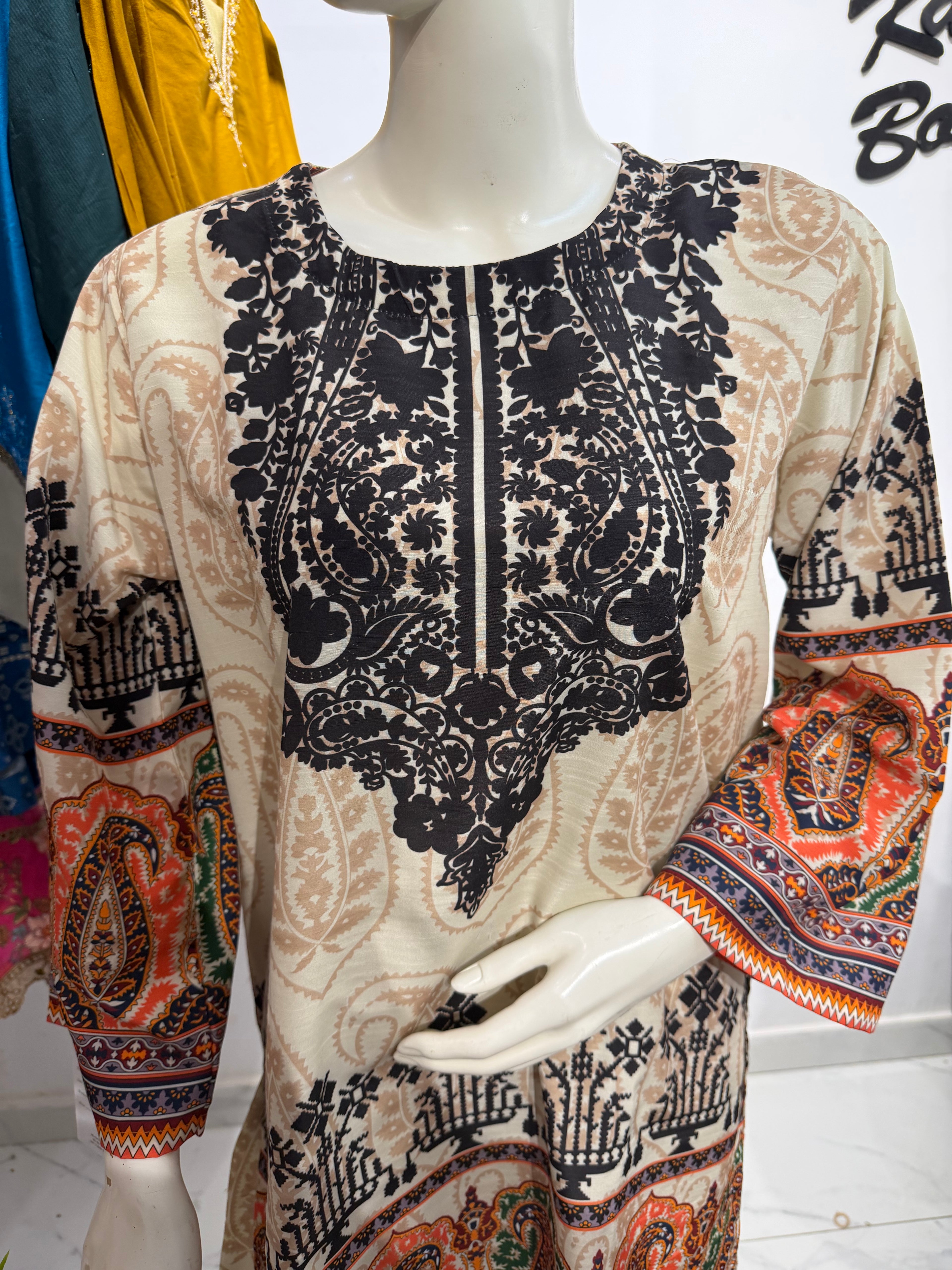 Cotton Silk Embroidered 2-Piece Printed Suit