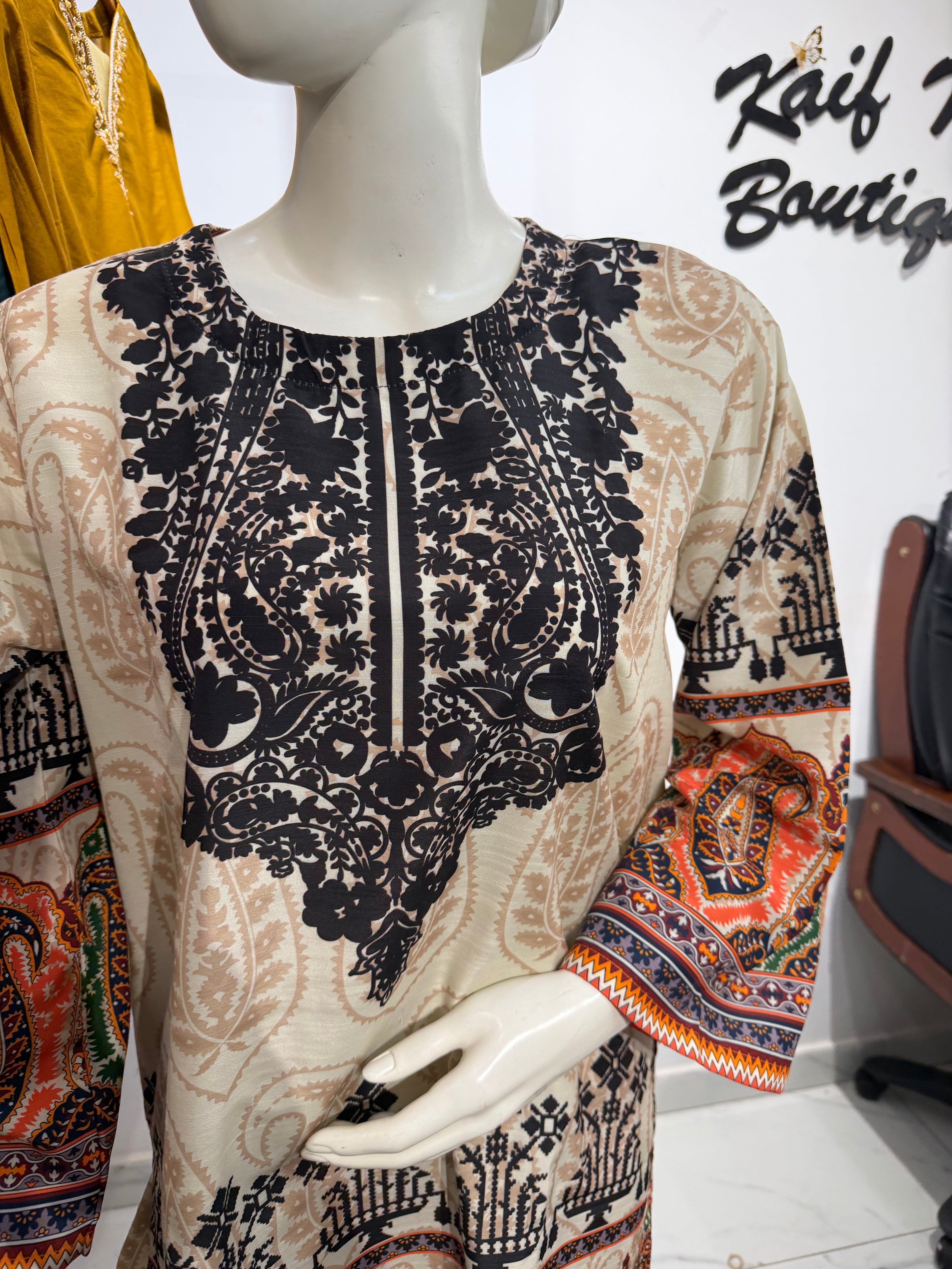 Cotton Silk Embroidered 2-Piece Printed Suit