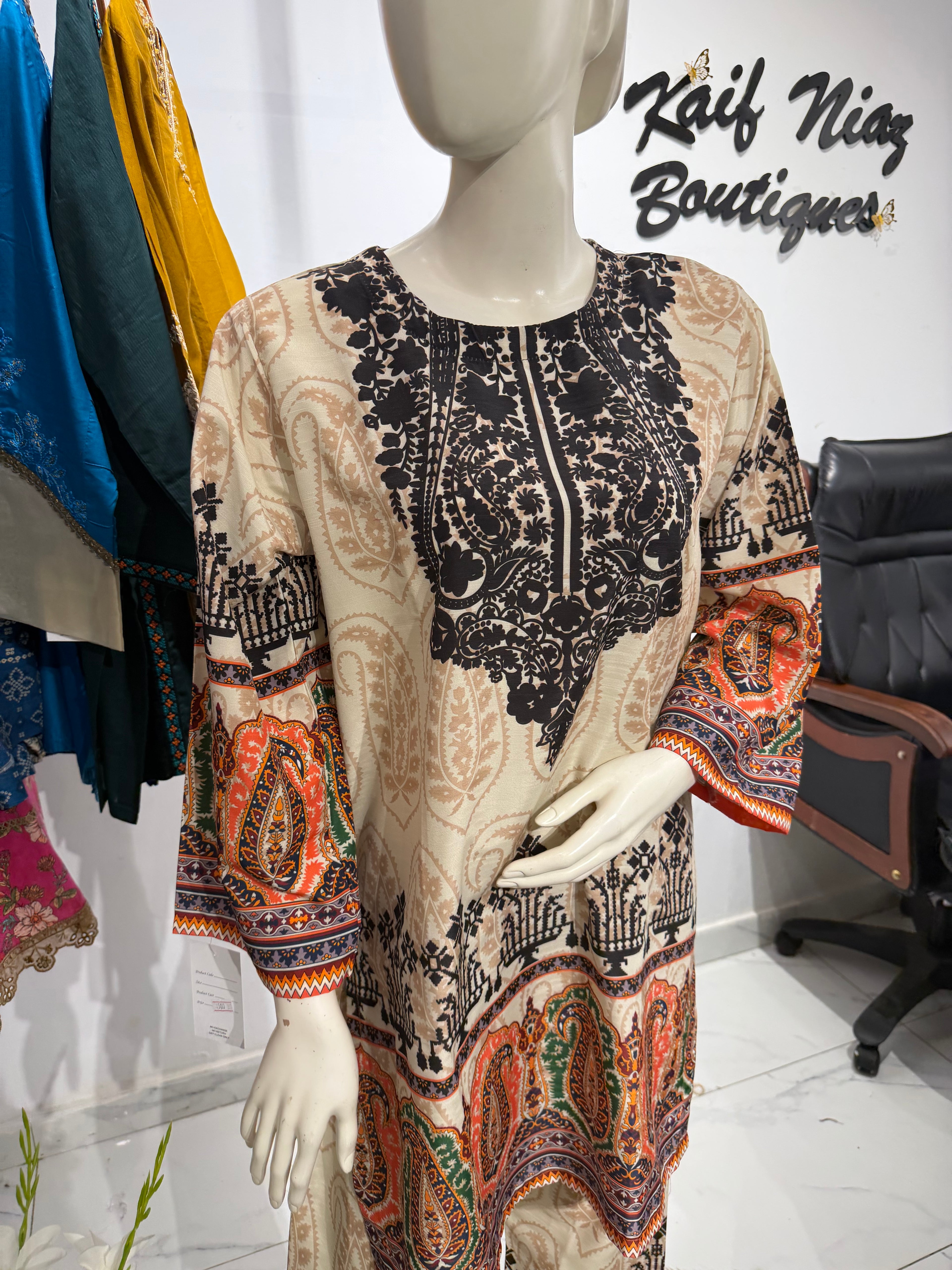 Cotton Silk Embroidered 2-Piece Printed Suit